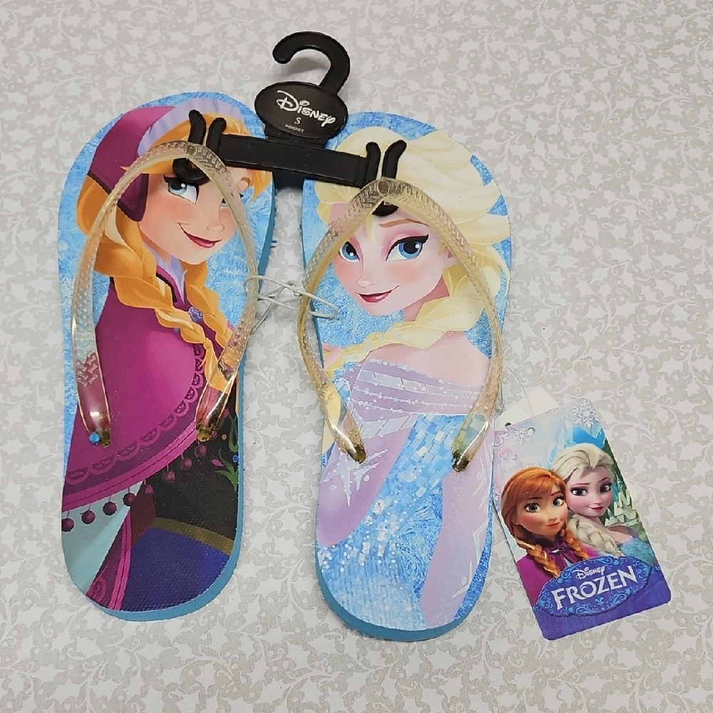 Disney Frozen Anna & Elsa Thong Flip Flop Sandals Size S 9.5"